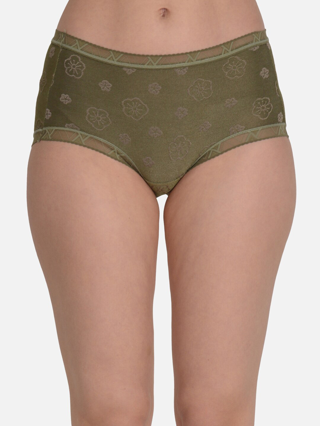 mod & shy Floral Printed Anti Microbial Lace Mid-Rise Hipster Briefs MU221-XS