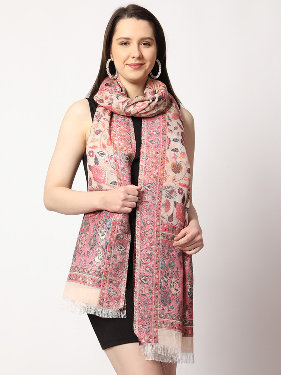SWI Stylish Women Floral Woven Design Silk Stole