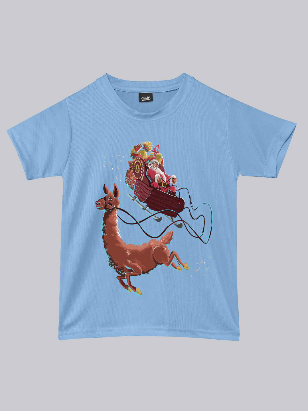 RISH Boys Santa Printed Round Neck Loose Fit T-shirt