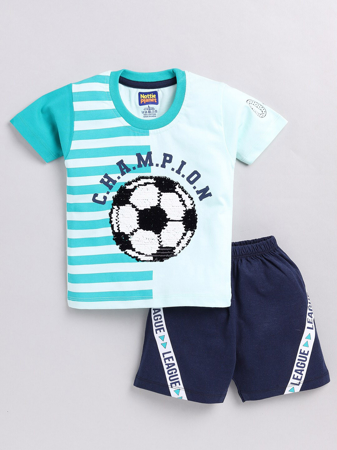 Nottie Planet Boys Pure Cotton Printed T-shirt with Shorts