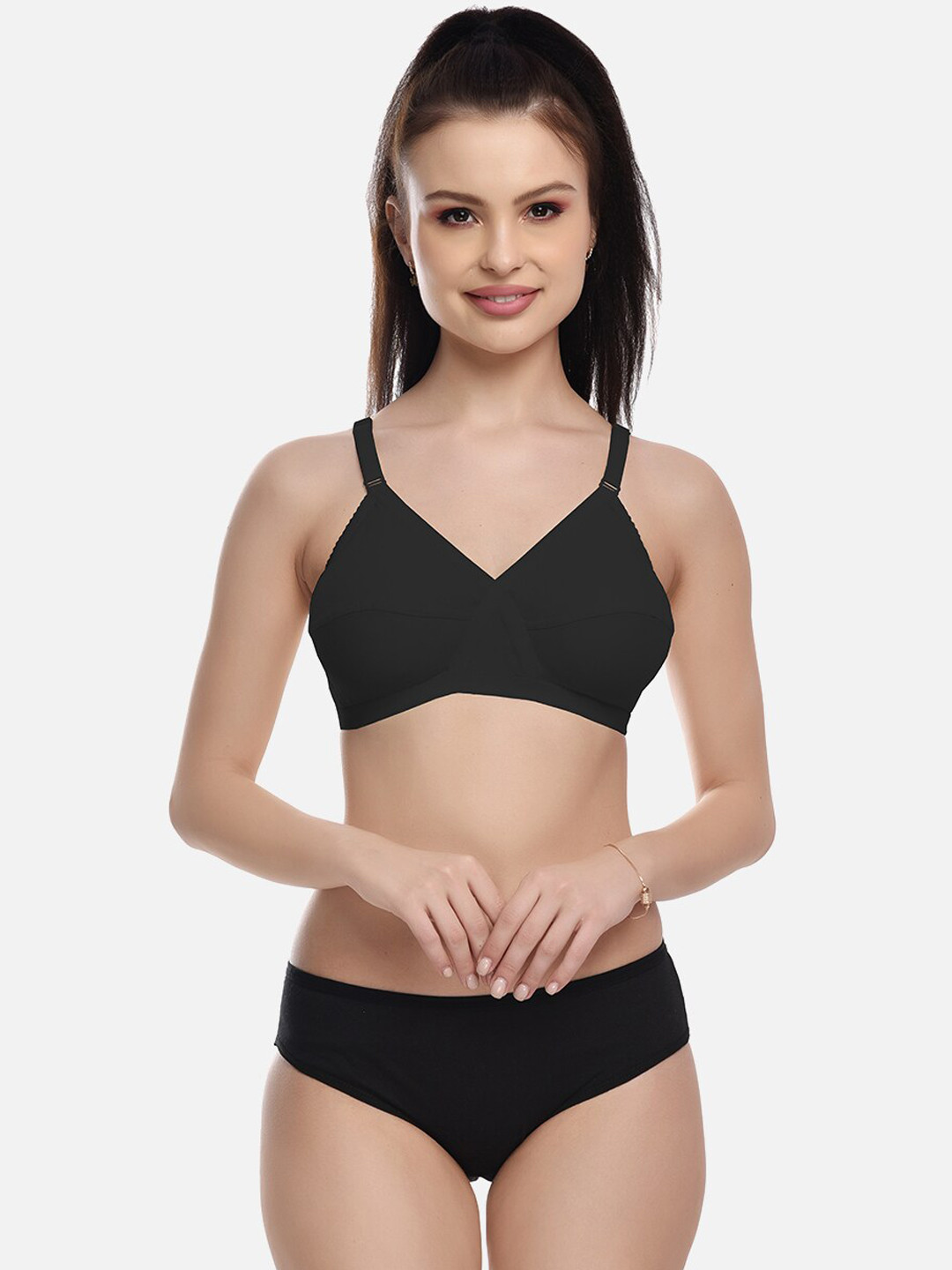 FIMS Non Padded Lingerie Set MTR_Cross_Set_Black_B