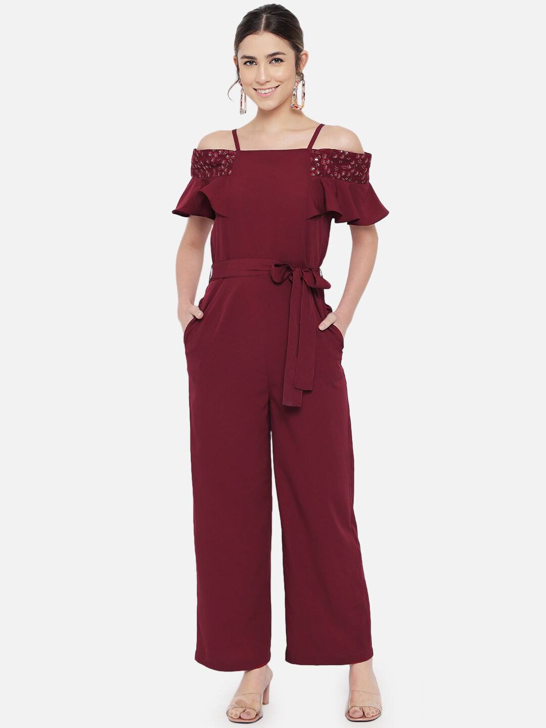 ALL WAYS YOU Short Sleeves Basic Jumpsuit with Belt