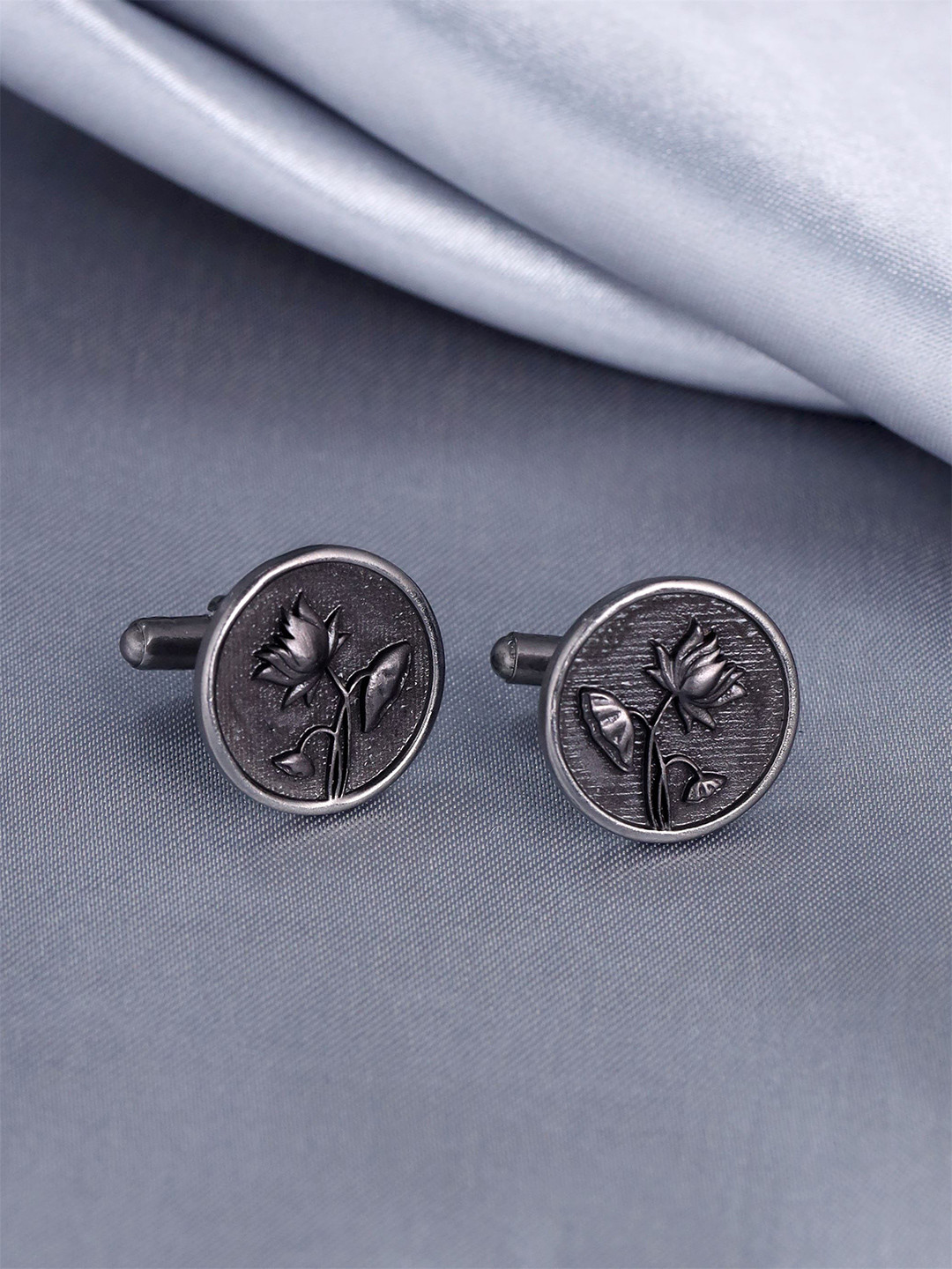 COSA NOSTRAA Men Round Melange Lotus Magic Cufflinks