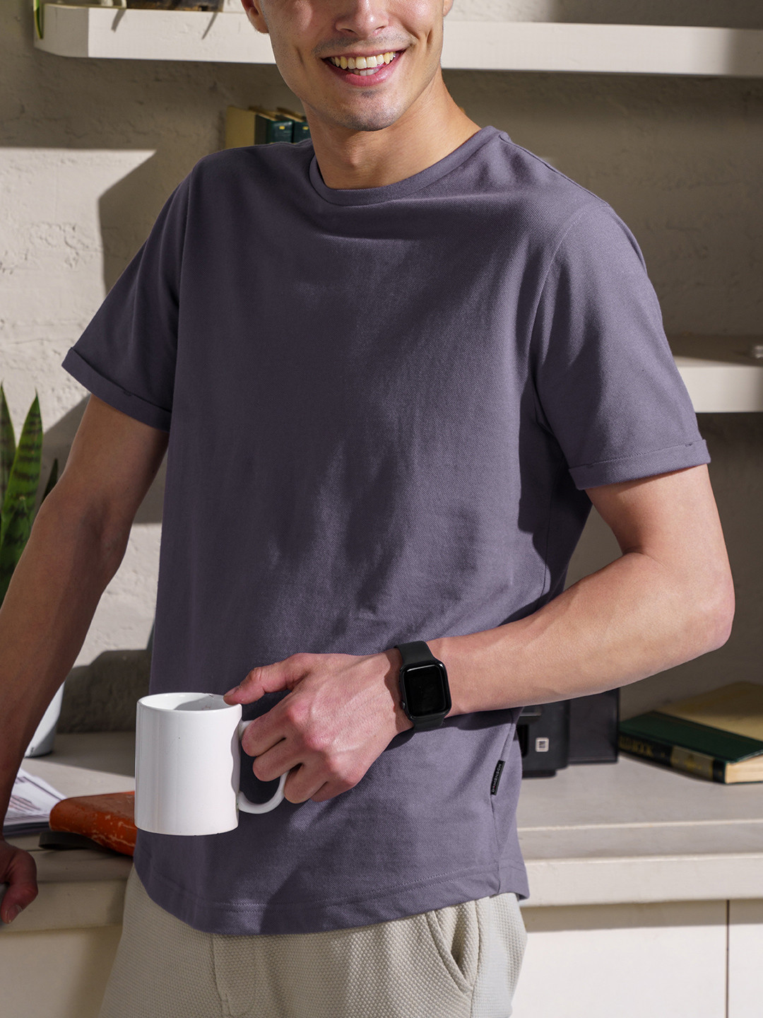 DaMENSCH Men Constant All-Degree Crew Neck Pique T-Shirt