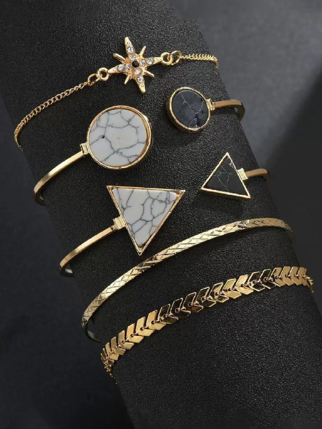 Jewels Galaxy Women Set Of 5 Gold-Plated Wraparound Bracelet