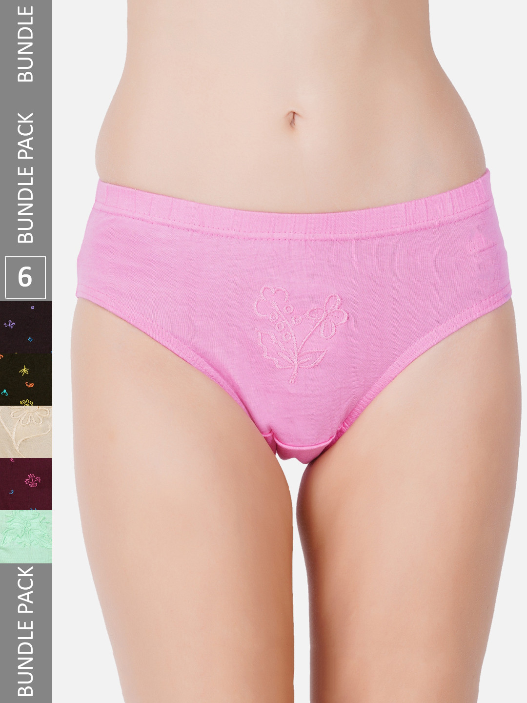 PRIDE APPAREL Women Pack Of 6 Anti-Bacterial Pure Cotton Hipster Briefs COM-06-75