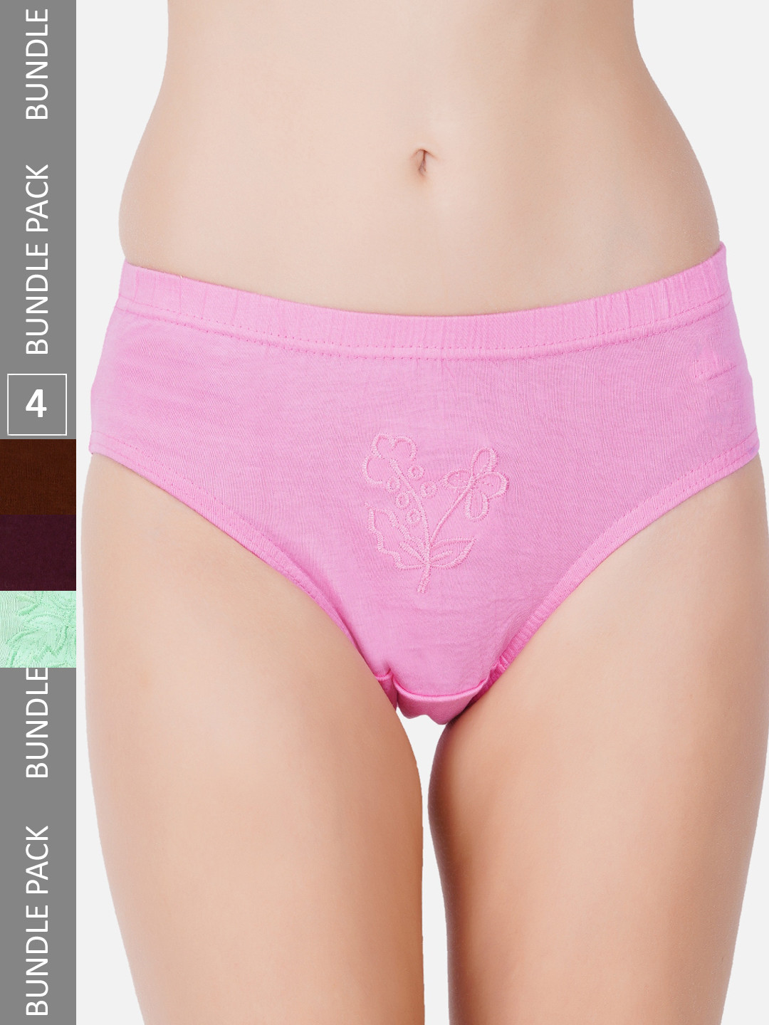 PRIDE APPAREL Women Pack Of 6 Self-Design Pure Cotton Hipster Briefs