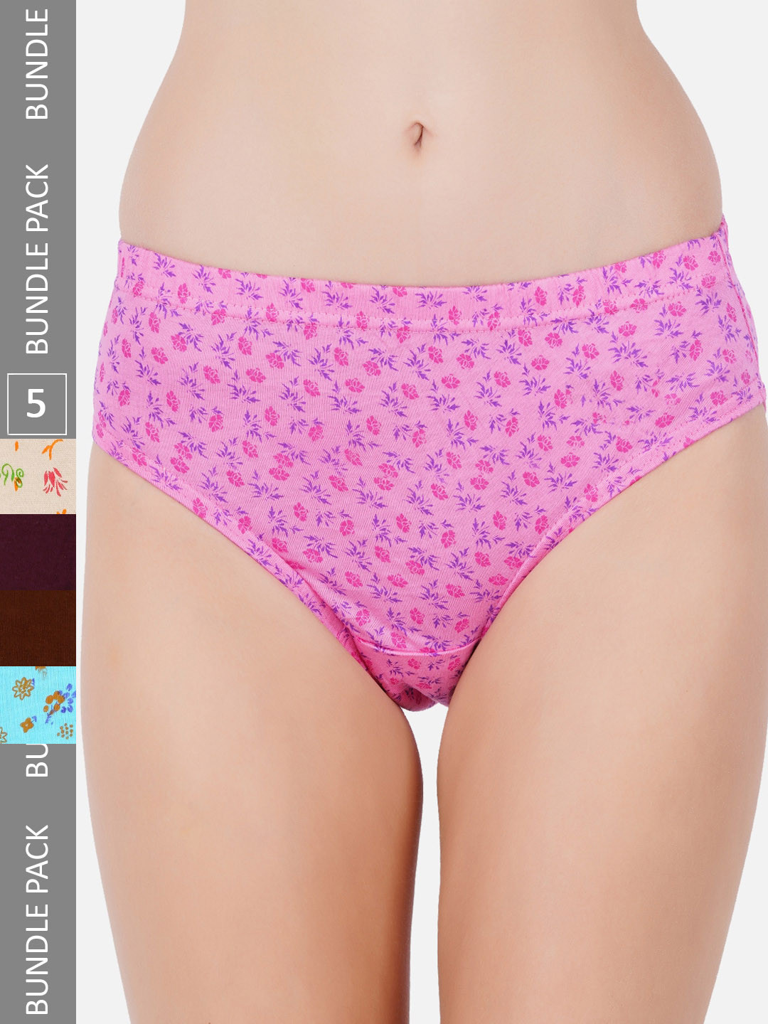 PRIDE APPAREL Women Pack Of 6 Pure Cotton Anti-Bacterial Hipster Briefs