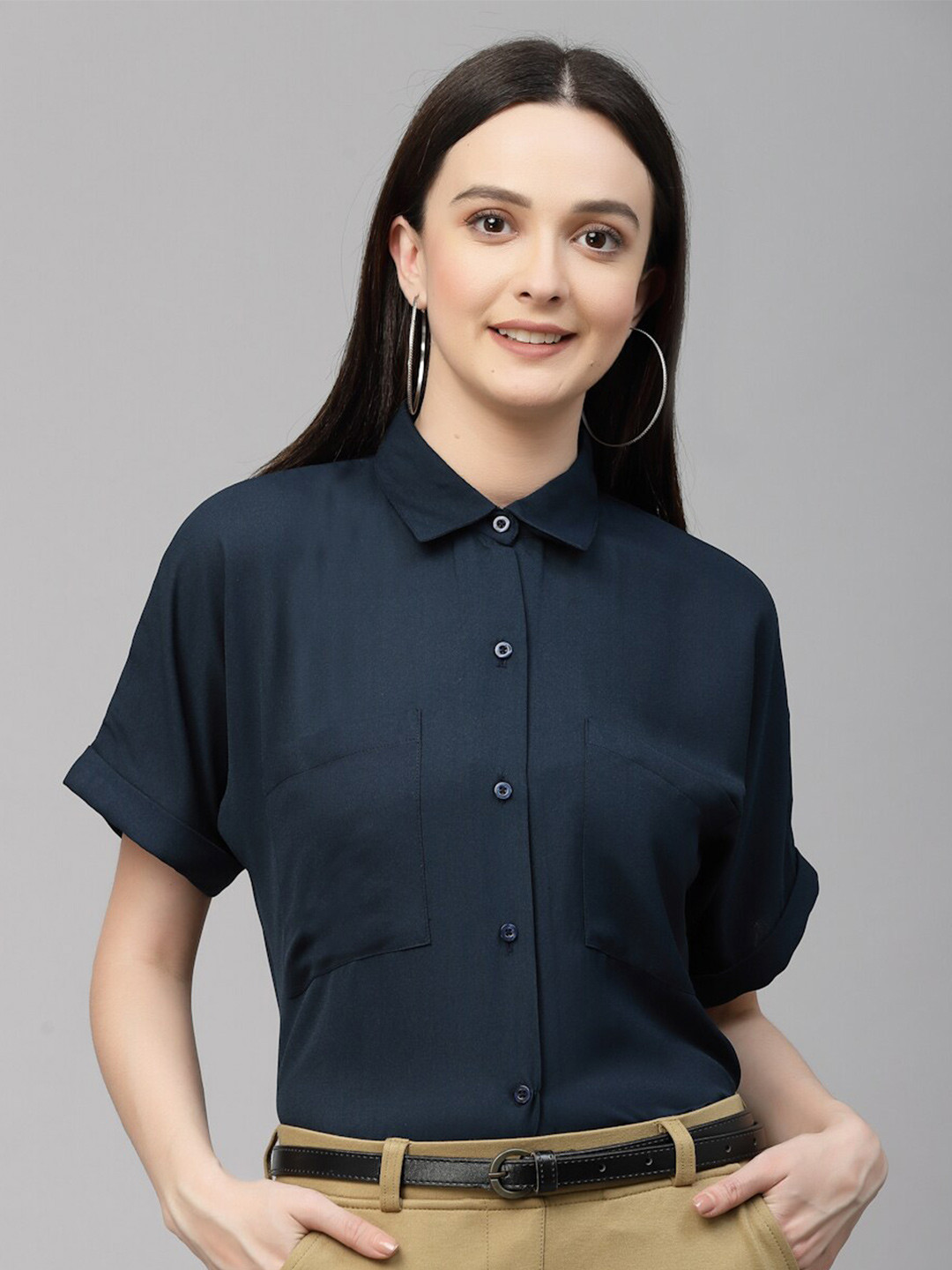 Style Quotient Smart Opaque Spread Collar Formal Shirt