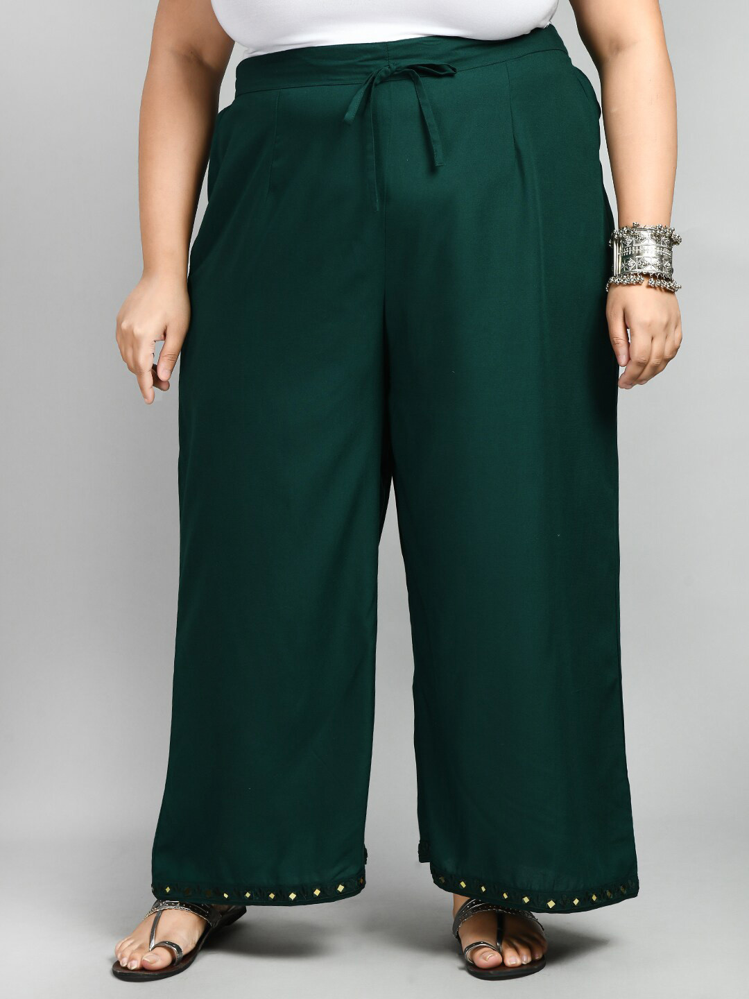 PrettyPlus by Desinoor.com Women Plus Size Hem Design Palazzo