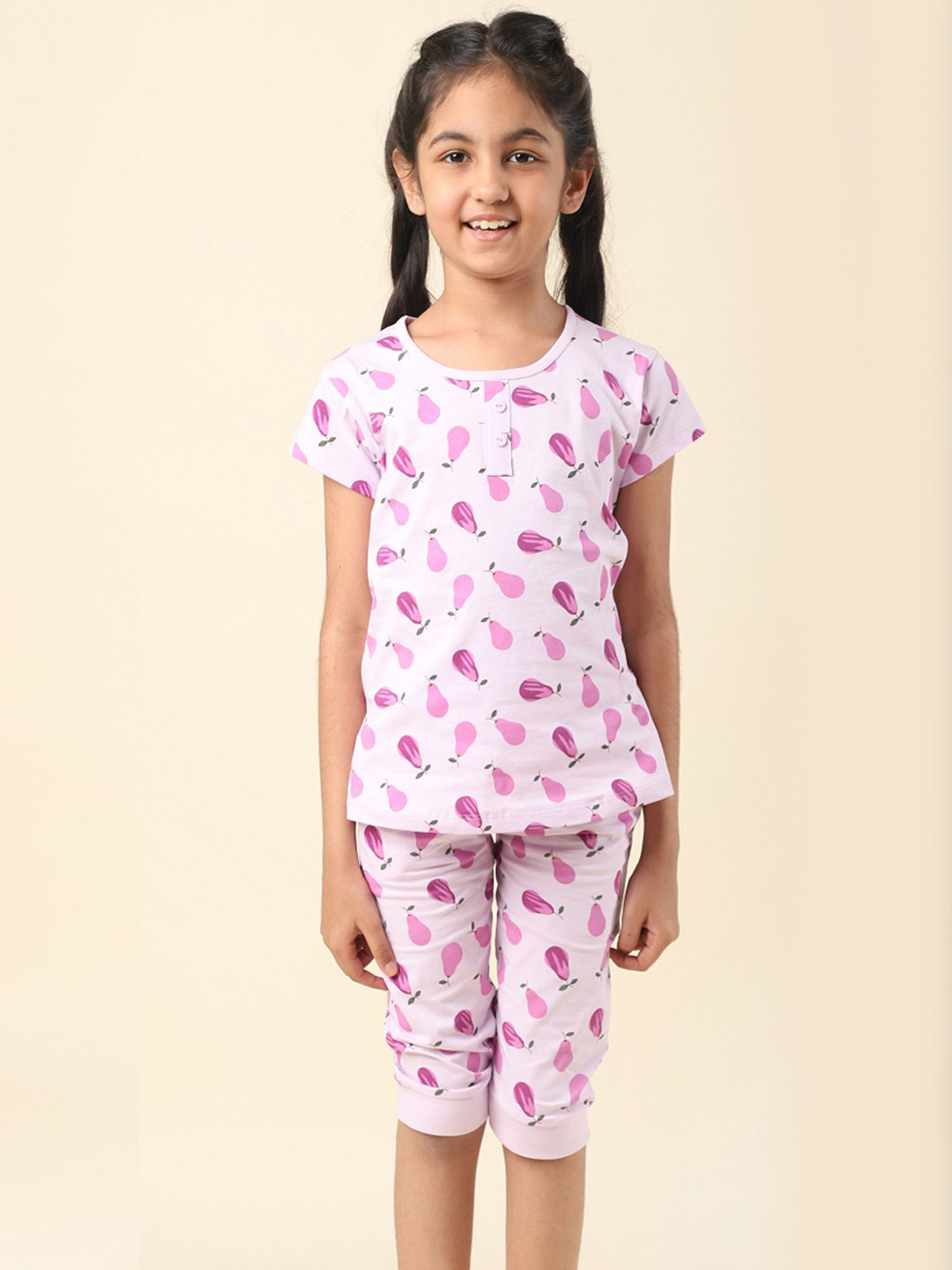 Nottie Planet Girls Conversational Printed Pure Cotton Night Suit