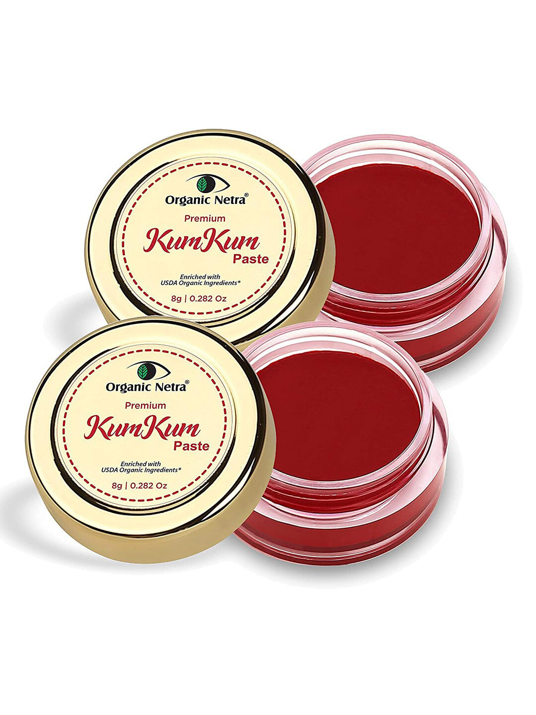 Organic Netra Set Of 2 Waterproof Long lasting Sindoor 8 g Each - Deep Red