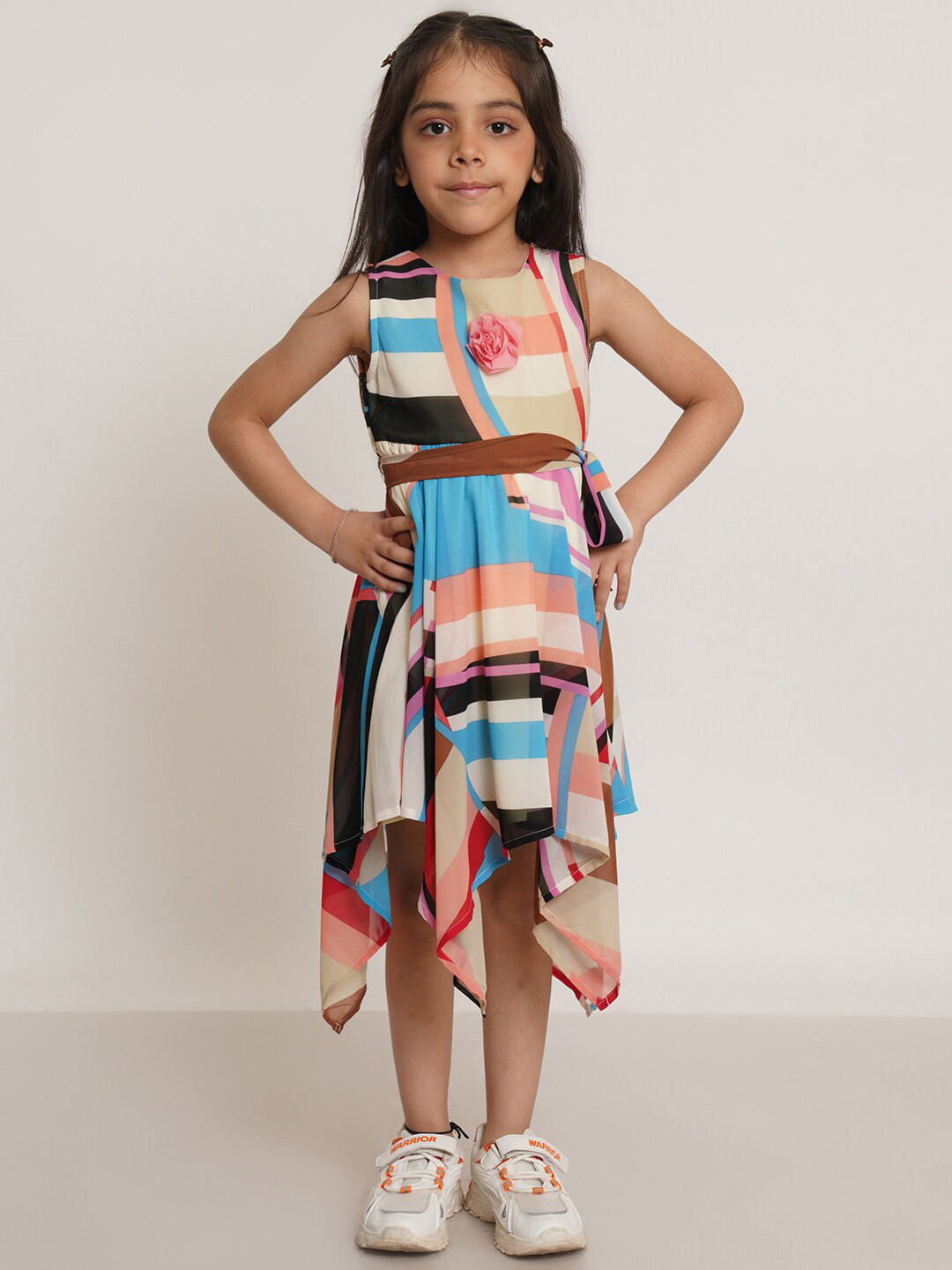 Creative Girls Striped Georgette Fit & Flare Midi Dress