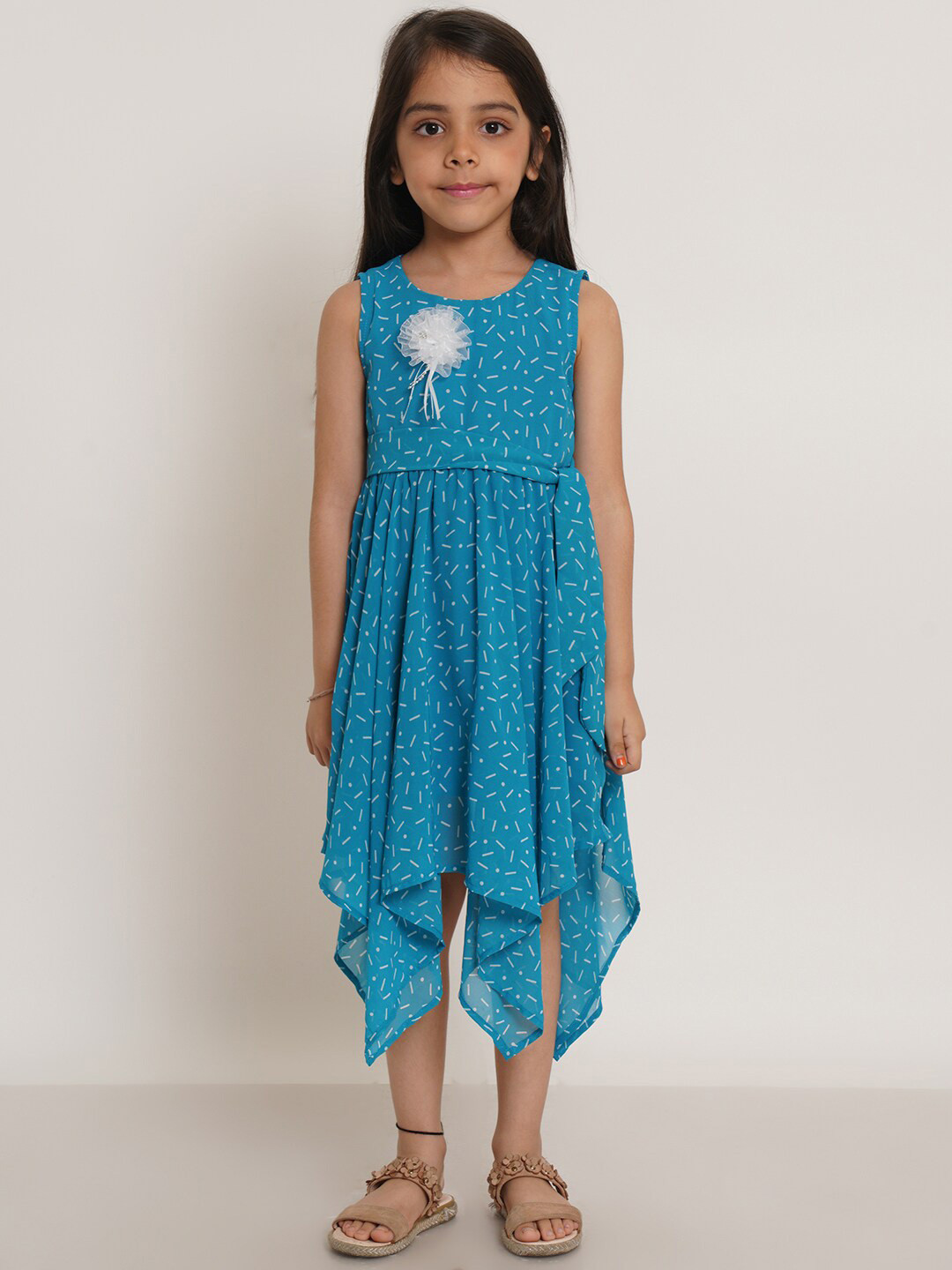Creative Girls Polka Dot Print Fit & Flare Midi Dress