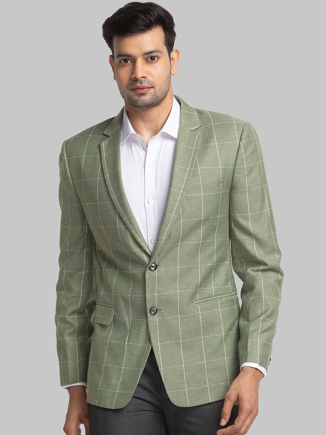 Park Avenue Checked Super Slim-Fit Single-Breasted Blazer