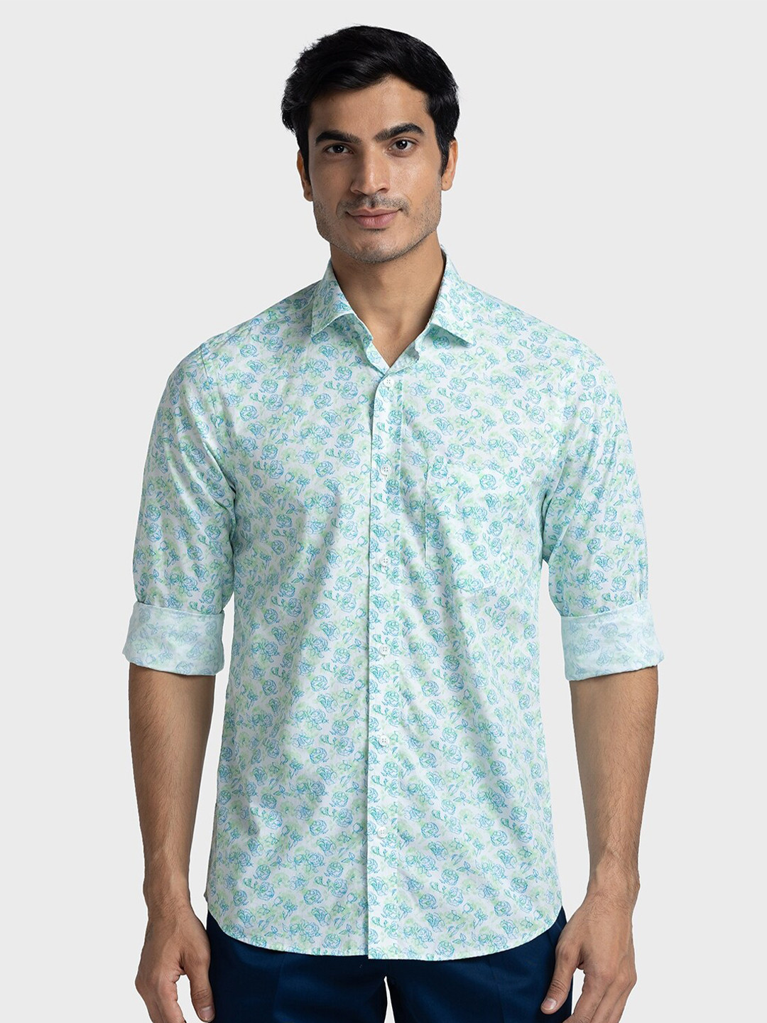 ColorPlus Floral Printed Tailored Fit Pure Cotton Shirt