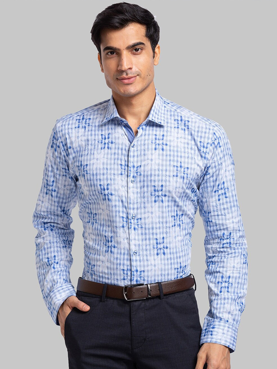 Park Avenue Floral Printed Spread Collar Pure Cotton Causal Shirt