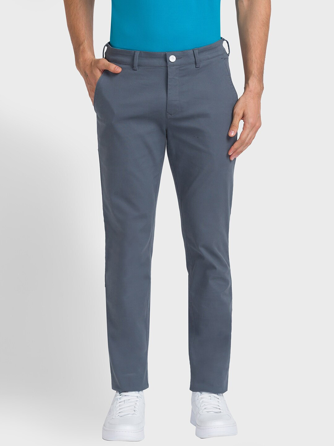 ColorPlus Men Contemporary Fit Mid-Rise Trousers