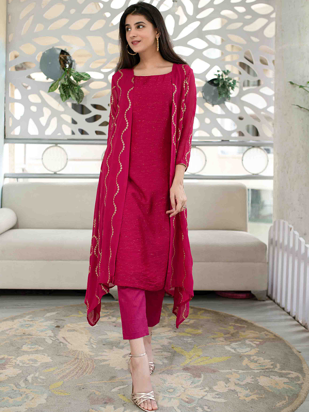 Label Shaurya Sanadhya Sequinned Kurta Trousers & Overcoat