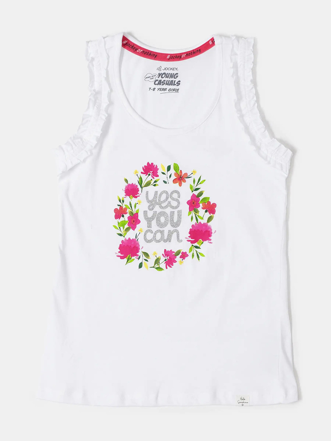 Jockey Girls Super Combed Cotton Printed Regular Fit Round Neck Sleeveless Tank Top-CG19
