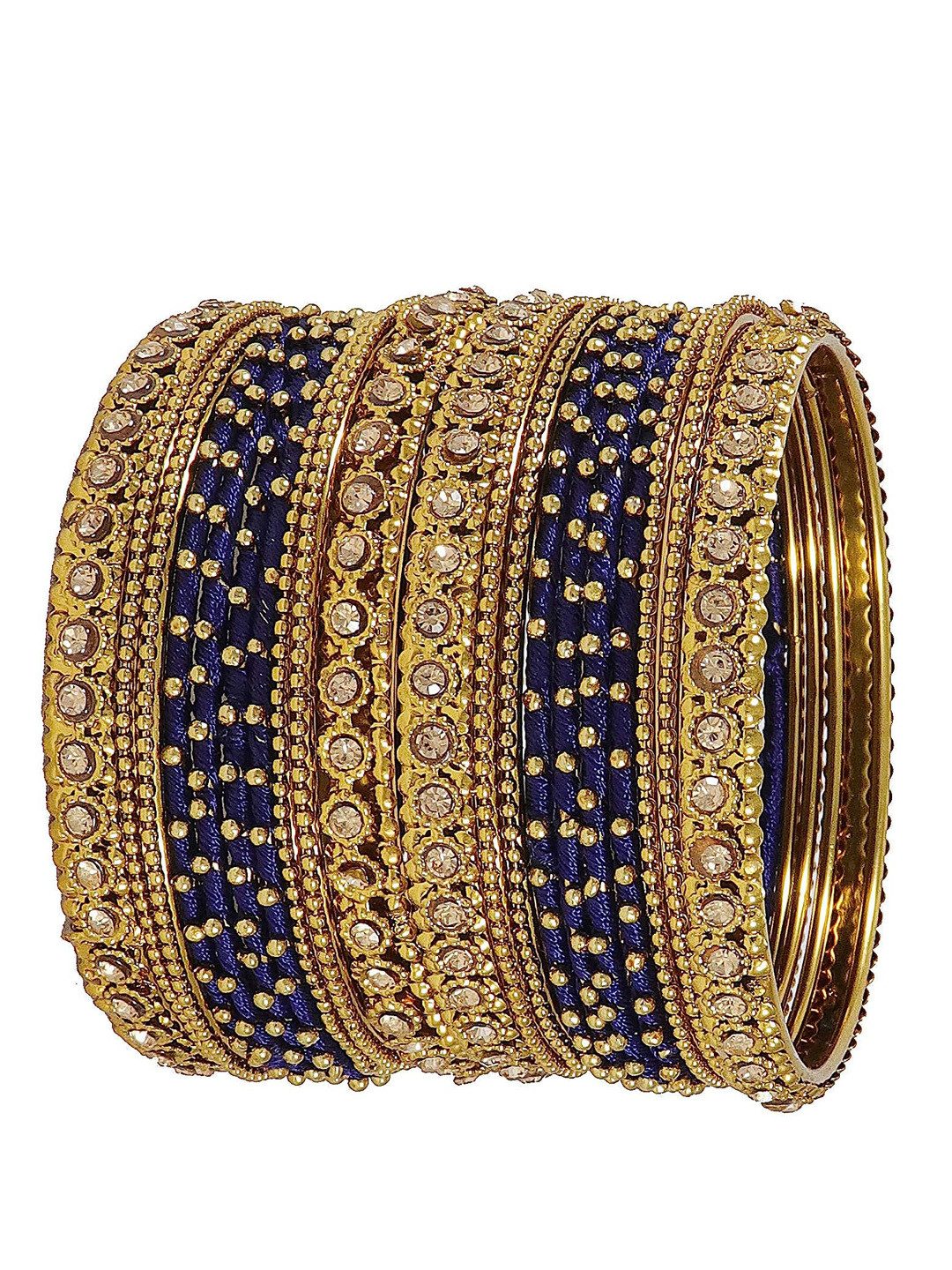 NMII Set Of 20 Zircon Stone Studded Silk Thread Bangles