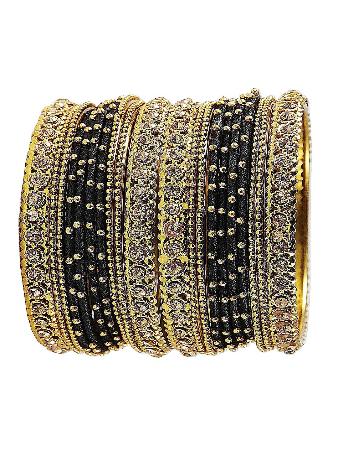 NMII Set Of 20 Gold Plated Zircon Studded & Ballchain Bangles