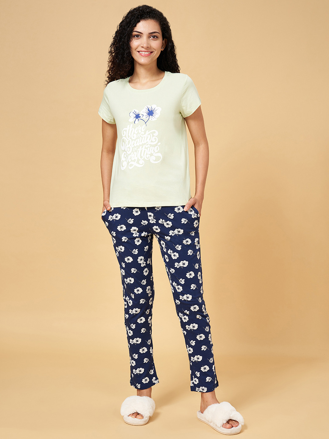 YU by Pantaloons Typography Printed Pure Cotton Night Suit
