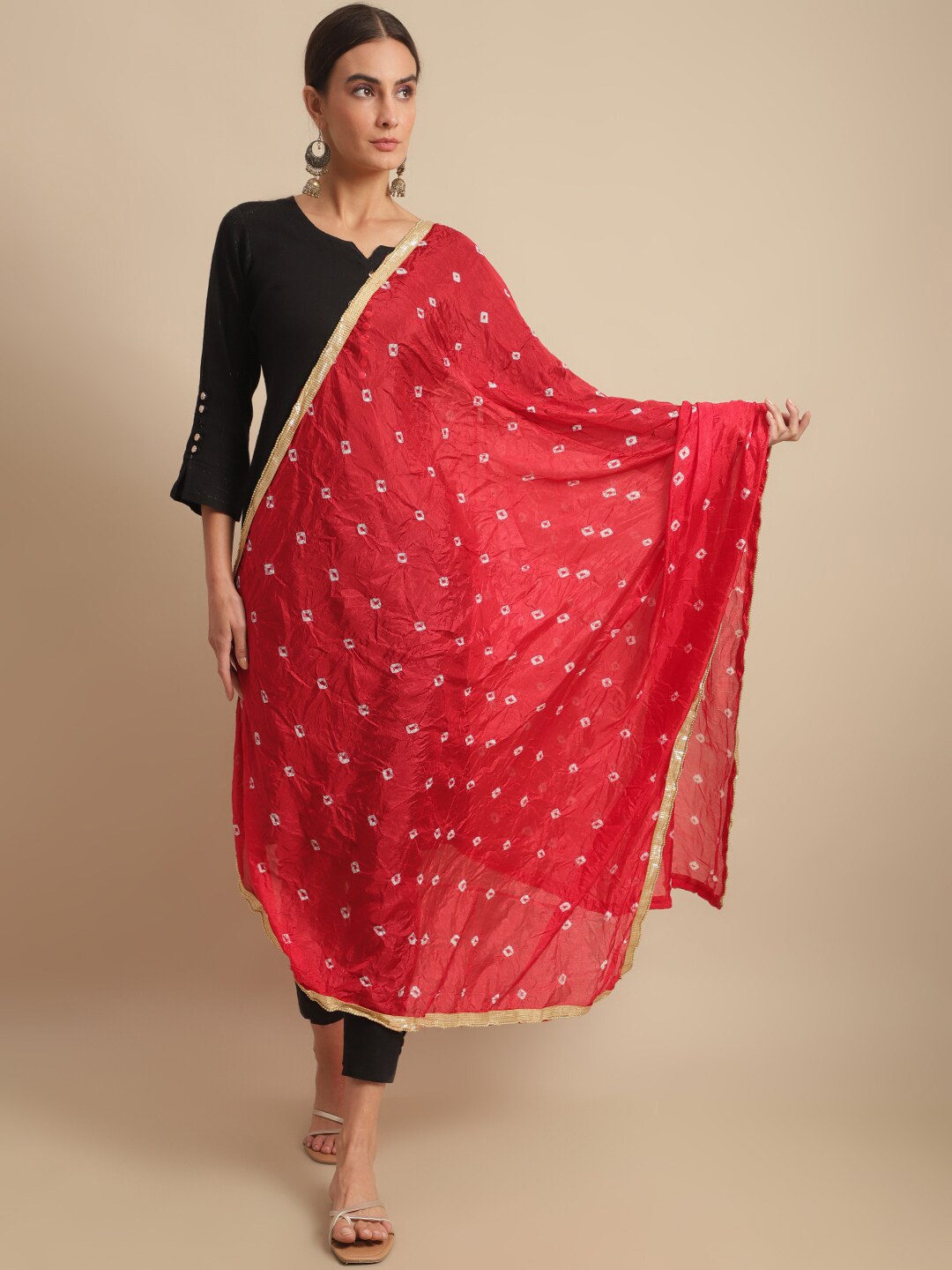 LOOM LEGACY Bandhani Printed Dupatta