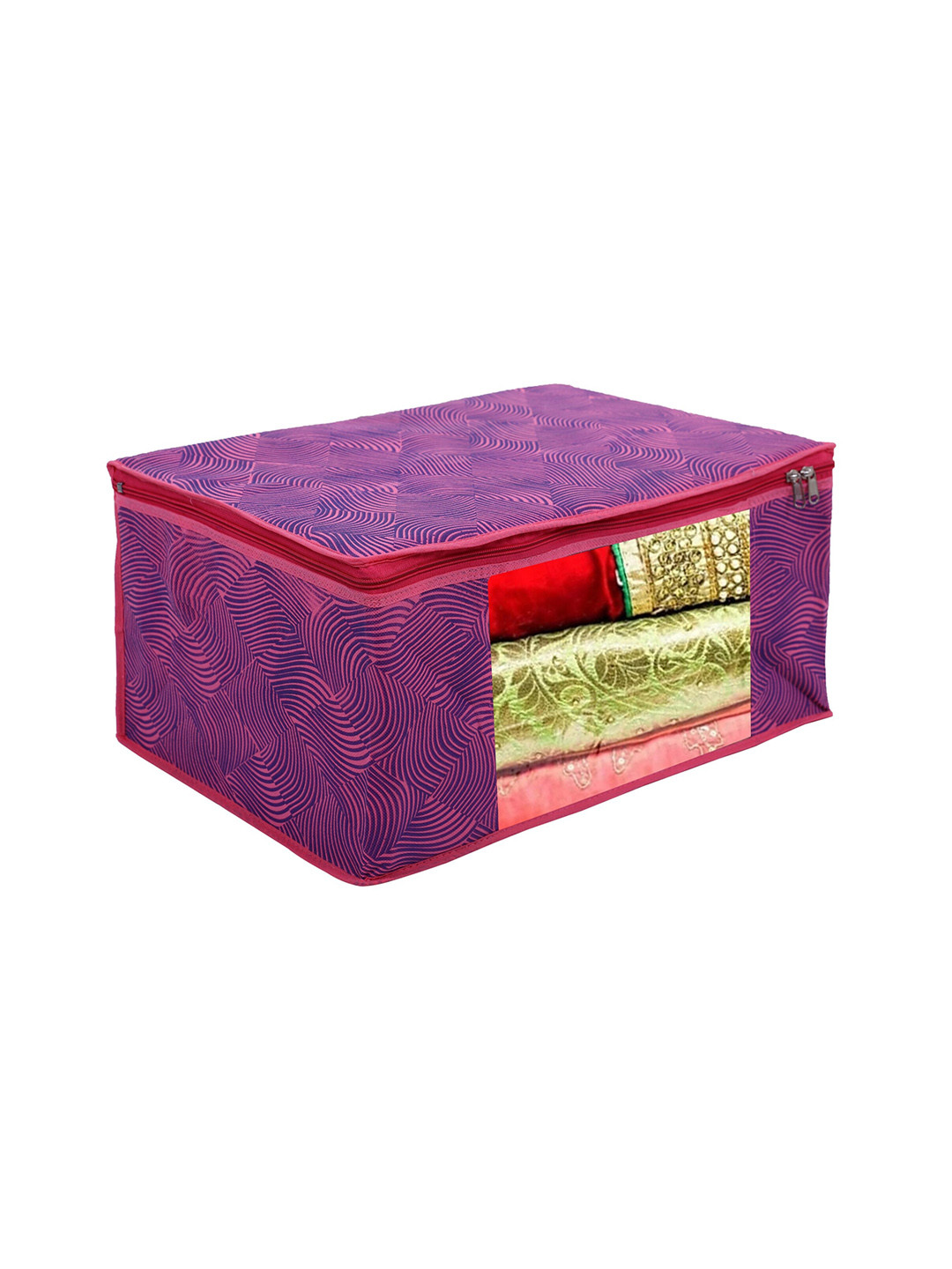 Home Fresh Purple & Pink Abstract Printed Saree Storage Organiser