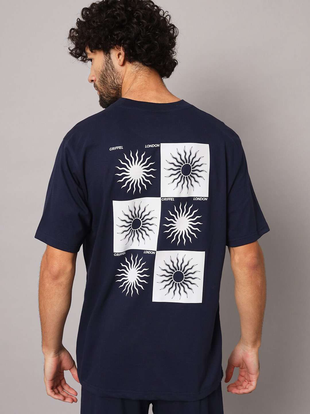 GRIFFEL Typography Printed Cotton Baggy Sports T-Shirt