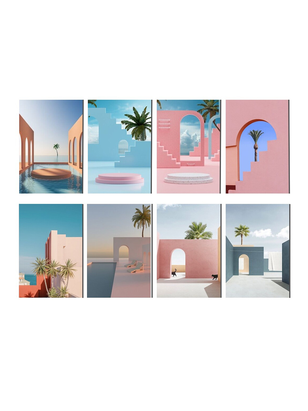 K&U Set of 8 Outdoor Theme Printed Notecards With Envelopes