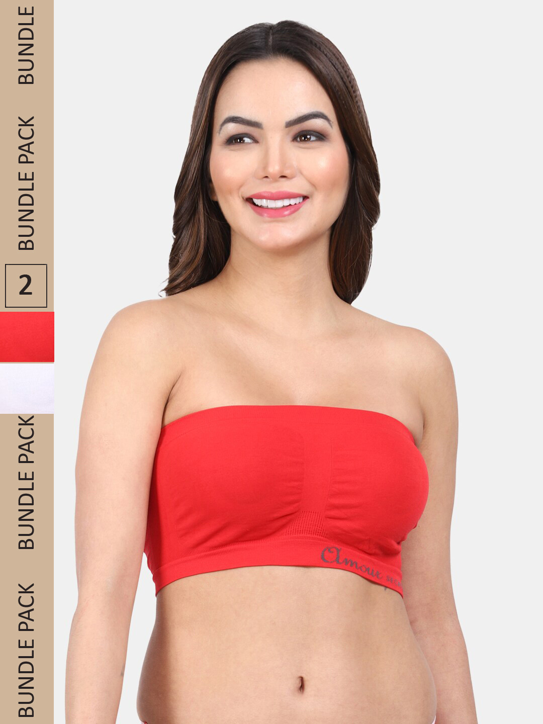 Amour Secret Pack Of 2 Non Padded Full Coverage Non-Wired Bandeau Strapless Bra