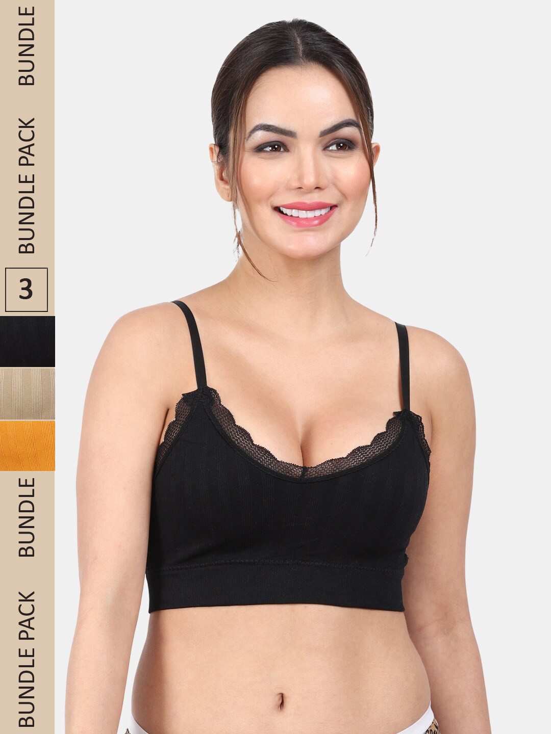 Amour Secret Pack Of 3 Lightly Padded Medium Impact Anti-Odour Sports Bra