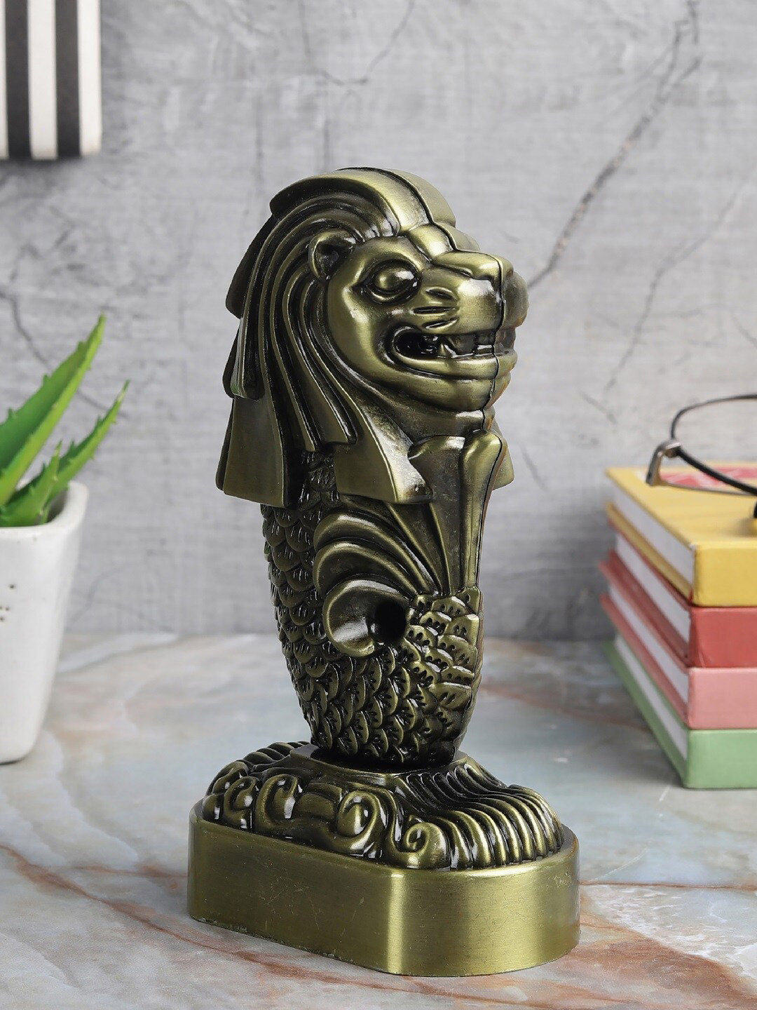 EXIM DECOR Merlion Metal Study Room Medium Showpiece - 2 Inches