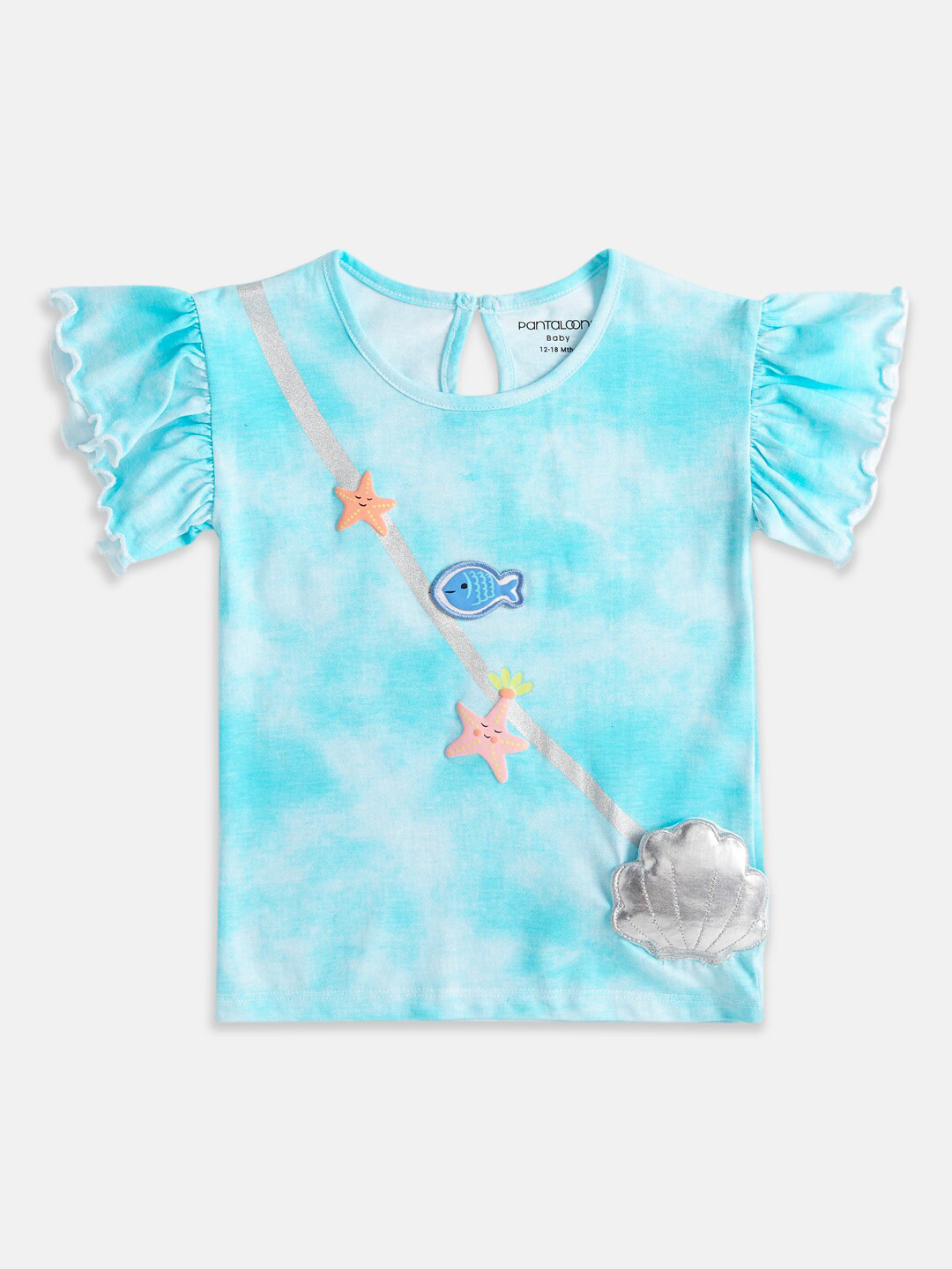 Pantaloons Baby Infant Girls Tie & Dye Applique Cotton T-shirt