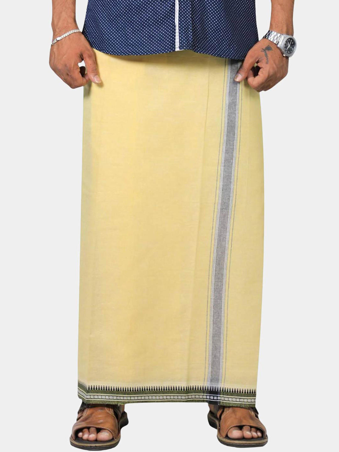 PRAKASAM COTTON Pure Cotton Dhoti