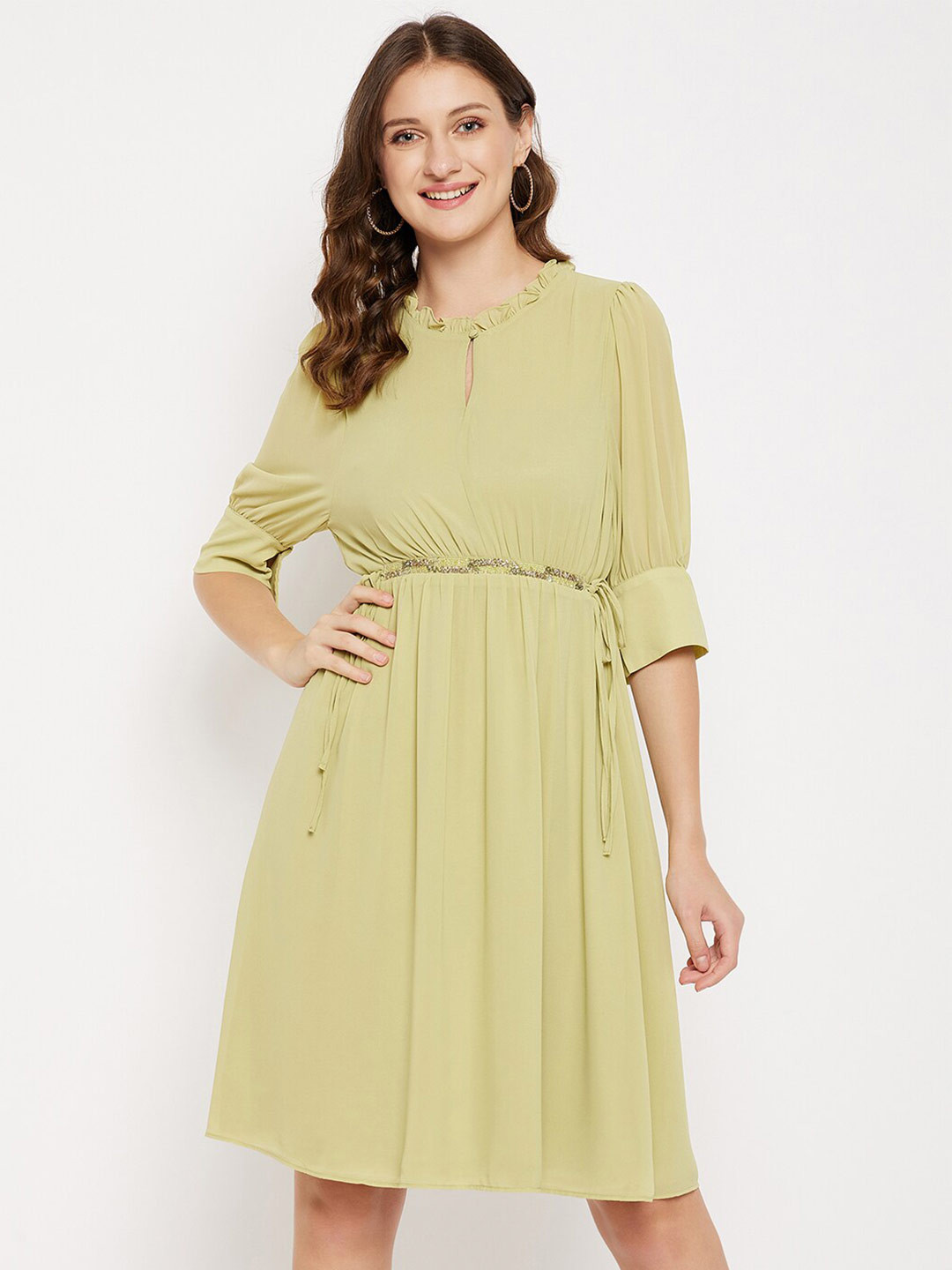 Madame Keyhole Neck Tie-Up Fit & Flare Dress