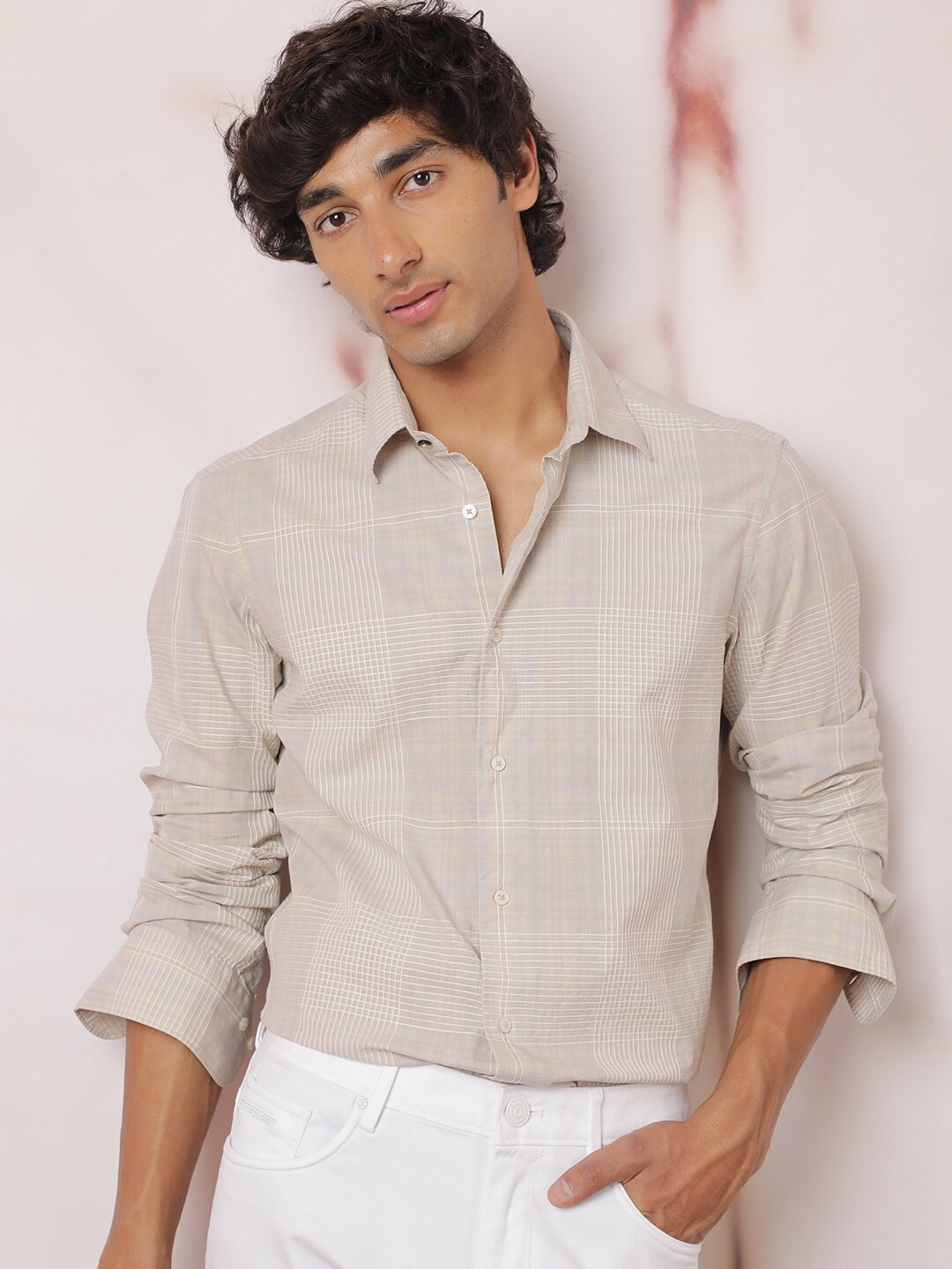 RARE RABBIT Men Tracer Slim Fit Checked Cotton Shirt