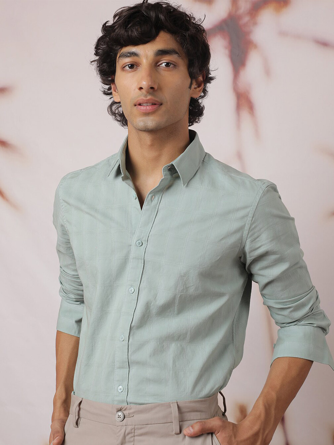 RARE RABBIT Men Hecker Slim Fit Checked Cotton Shirt