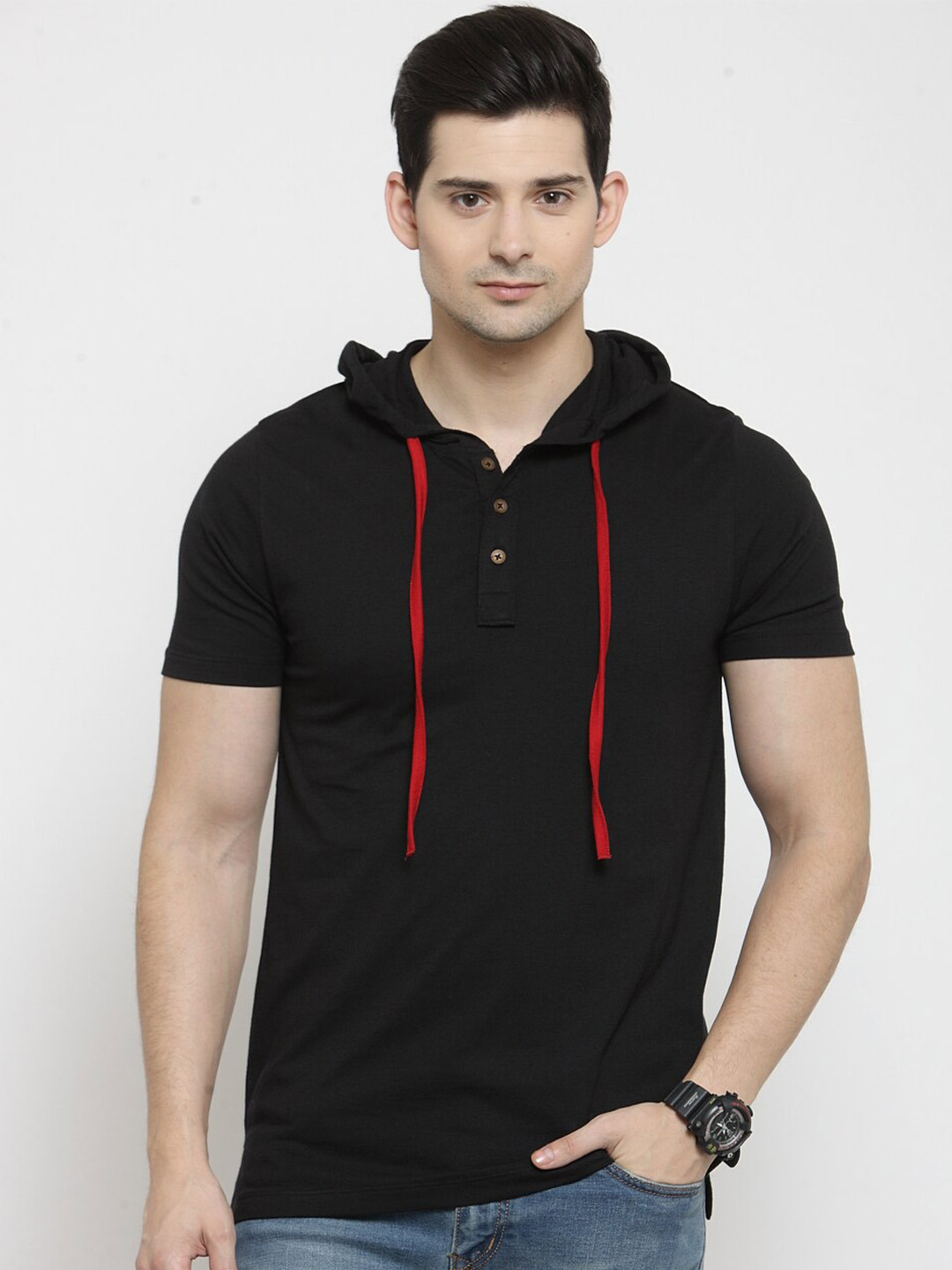 Kalt Short Sleeves Hooded T-shirt