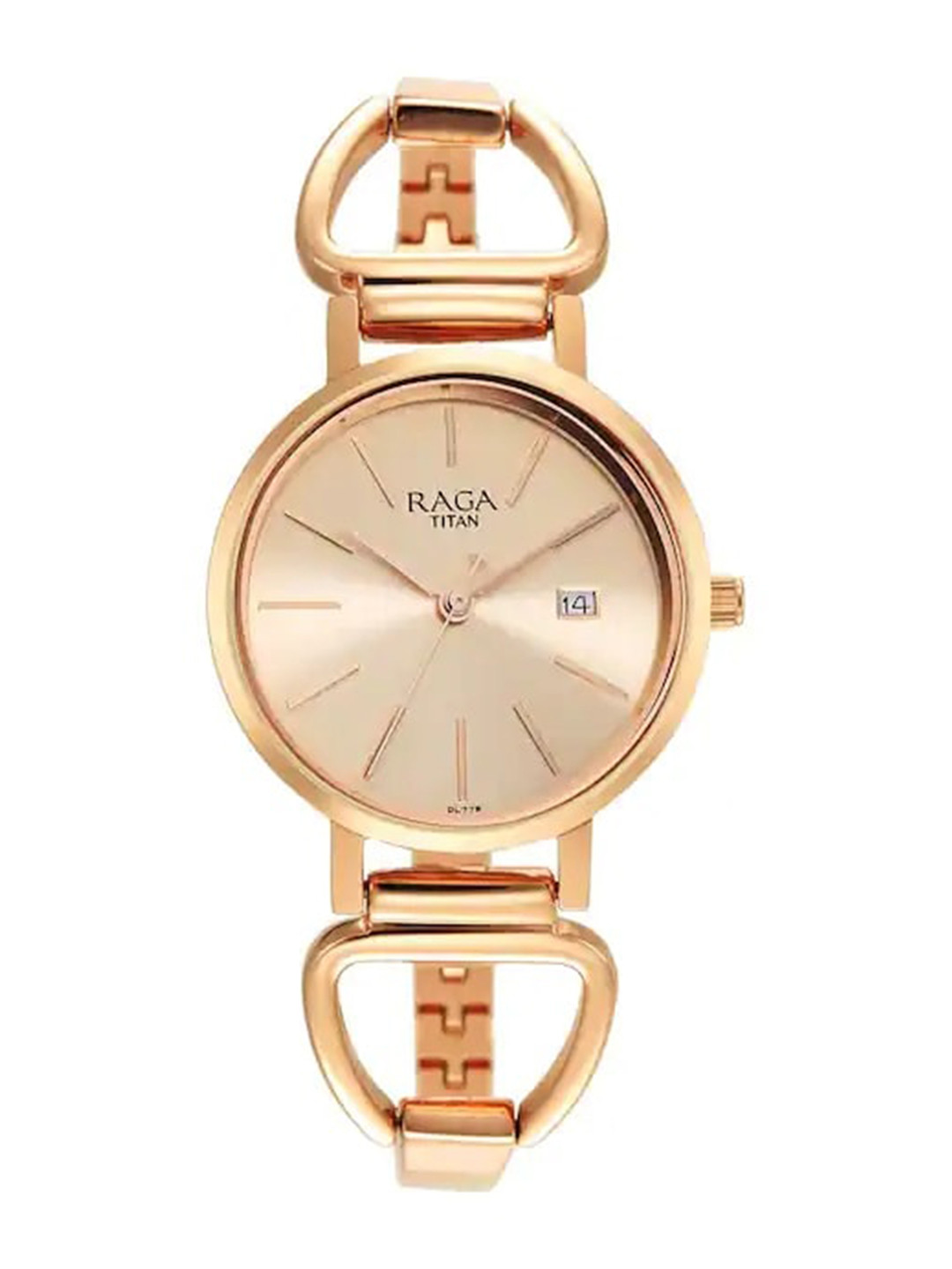 Titan Women Textured Brass Dial & Bracelet Style Straps Analogue Watch 2669WM01