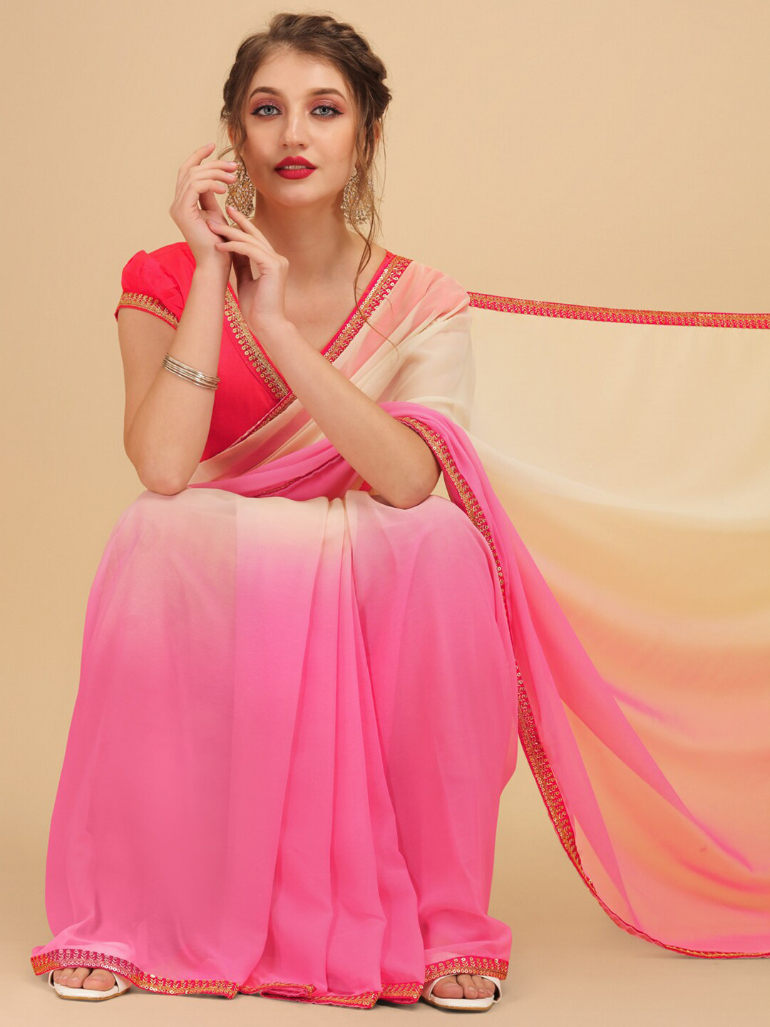 Sangria Ombre Dyed Pure Georgette Saree