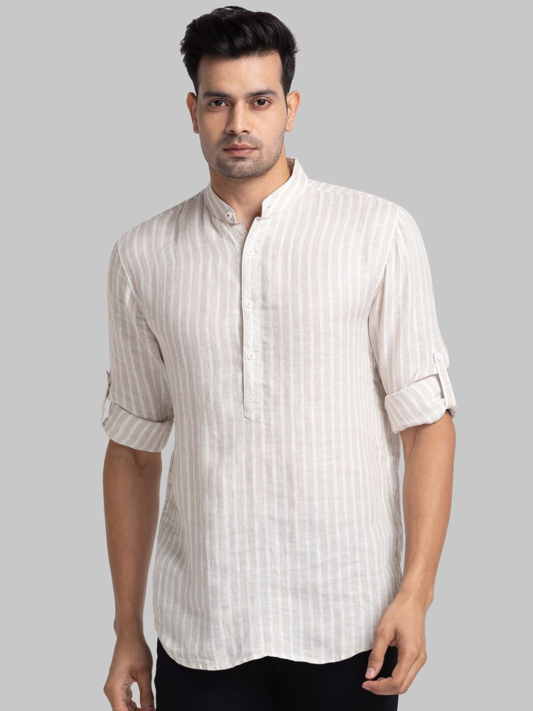 Buy Raymond Striped Pure Linen Contemporary Fit Casual Shirt