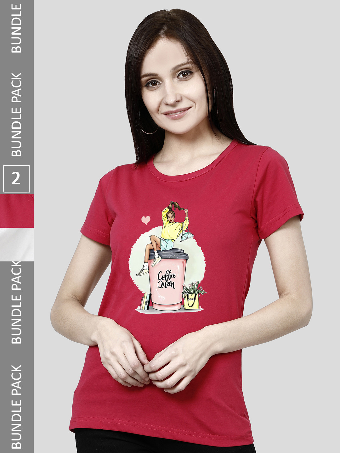 CHOZI Pack Of 2 Printed Bio Finish Running Cotton T-shirt