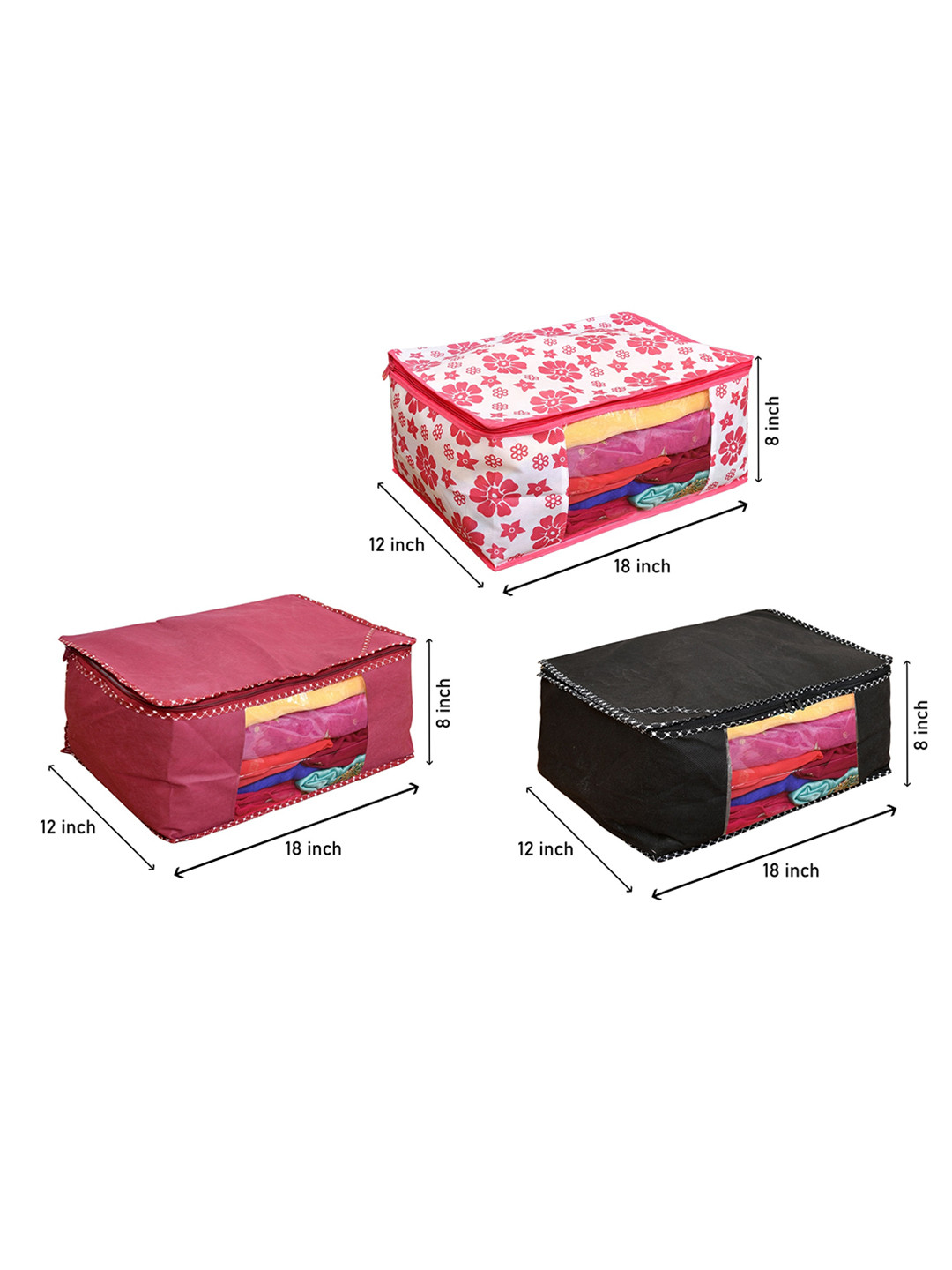 Home Fresh Pink & Magenta 3 Pieces Multi-Utility Organisers