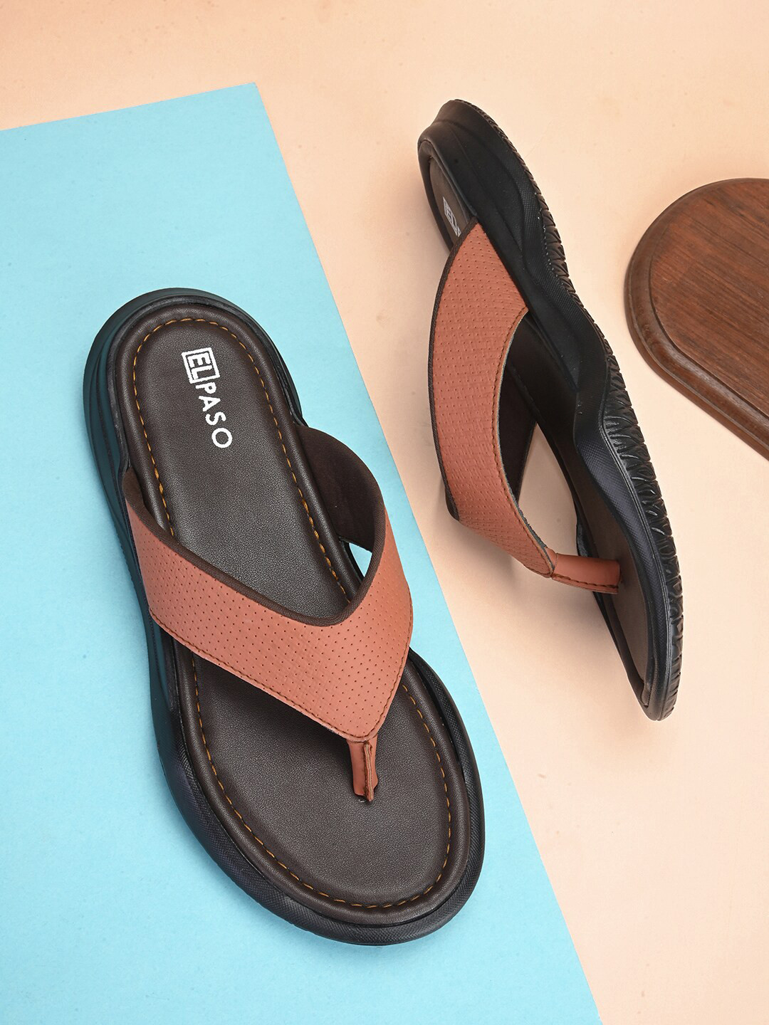 El Paso Men Faux Leather Thong Flip Flop