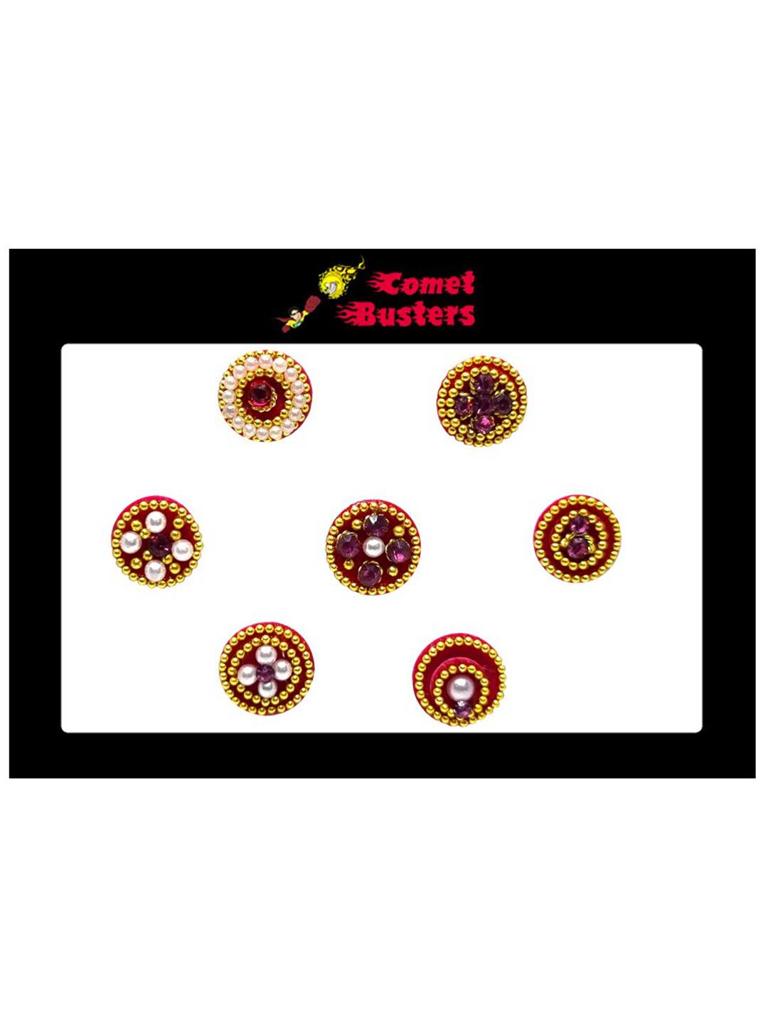 Comet Busters Circular Handcrafted Beautiful Traditional Bindis - 7 Pcs