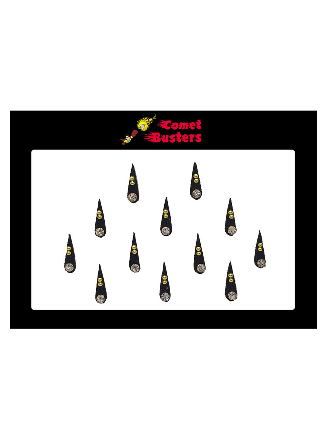 Comet Busters Black Designer Bindis - 12 Pcs