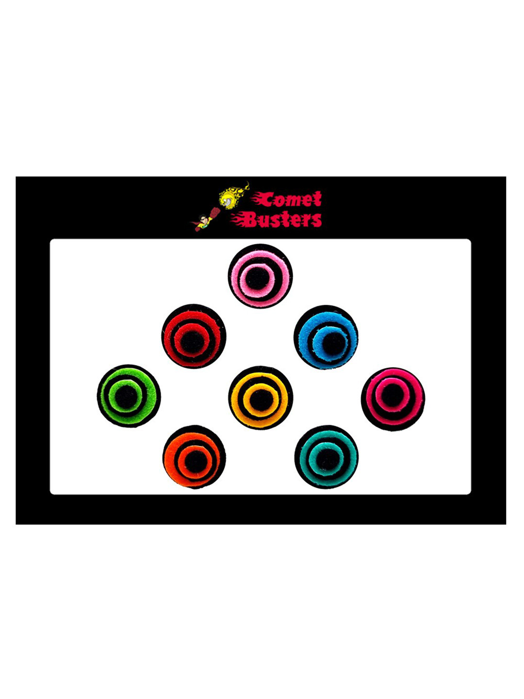 Comet Busters Multicolored Round Shaped Traditional Designer Bindis - 8 Pcs