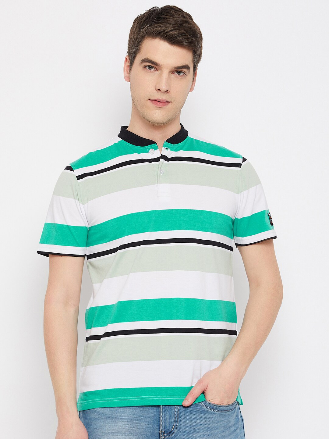 Club York Striped Henley Collar T-shirt